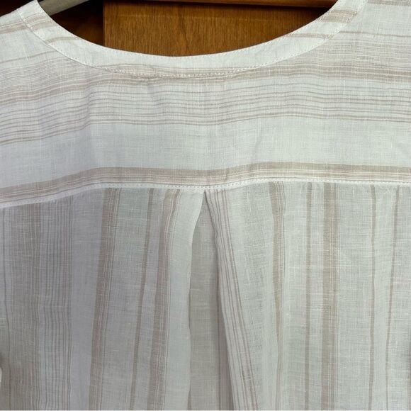 Garnet Hill Linen High-Low Midi Length Cover Up Dress Salt Mini Stripe $149 - Picture 14 of 14